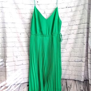 ASOS emerald green pleated cami midi dress